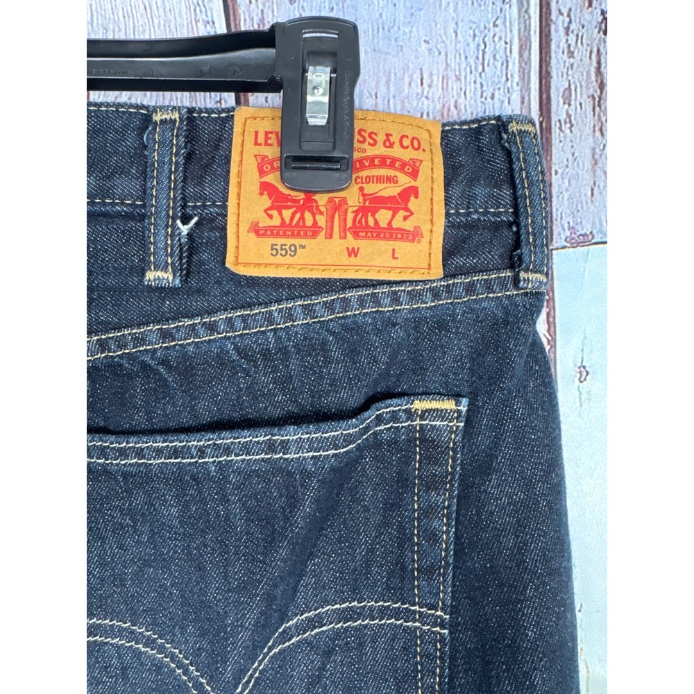 Levi Strauss 559 Relaxed Straight Fit Dark Wash Denim‎ Jeans Men 42x32L Stretch - Picture 4 of 10